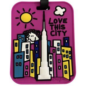 Mary Ellis Luggage Tag NYC New York City Skyline Love Rubber Hidden Address